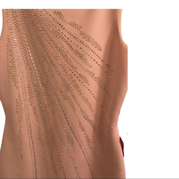 Calvin‎ Klein Pink Embellished gold silver studded scuba fit sheath dress size 2 - Picture 6 of 12